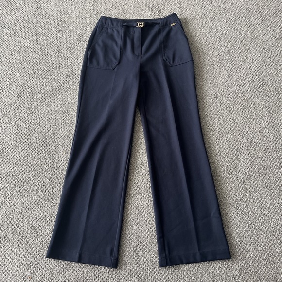 St John Sport Pants - St John  Sport By Marie Gray, Navy Wider Leg. Pants. Size 2. Gold Trim
